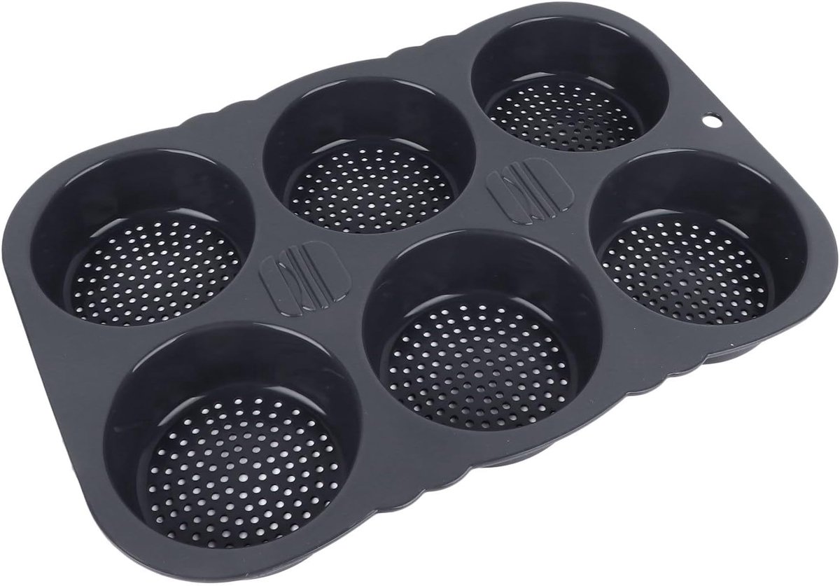 SnelShoppen - Hamburger Brood Vorm met 6 Caviteiten Vouwbaar Herbruikbaar Brood Mould -40℉ tot +446℉ Hittebestendige Bakvorm voor Keuken