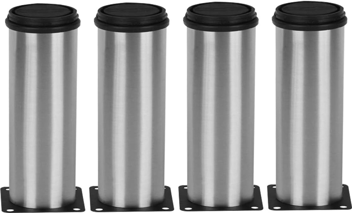 SnelShoppen - 4 Stuks Verstelbare RVS Meubelpoten met Montage Schroeven voor Kast, Bank, Bed, Keuken, Salontafel - 50x150mm