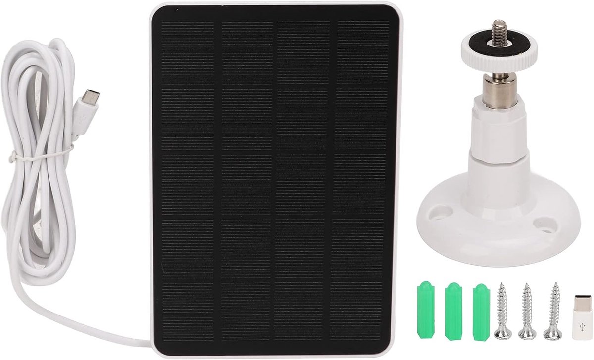 SnelShoppen - Waterdichte Zonnepaneel 4W 5V Monokristallijn Siliconen voor Buiten, Oplaadbare Batterij Camera met Oplaadkabel voor Tuin en Beveiliging
