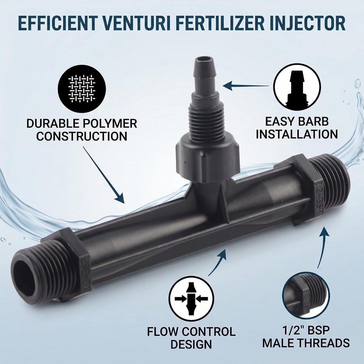 SnelShoppen - Venturi Voedselinjector voor Tuin - Efficiënte en Compacte Bemesting Machine met 1/2" 3/4" 1" BSP Aansluiting voor Tuinirrigatie