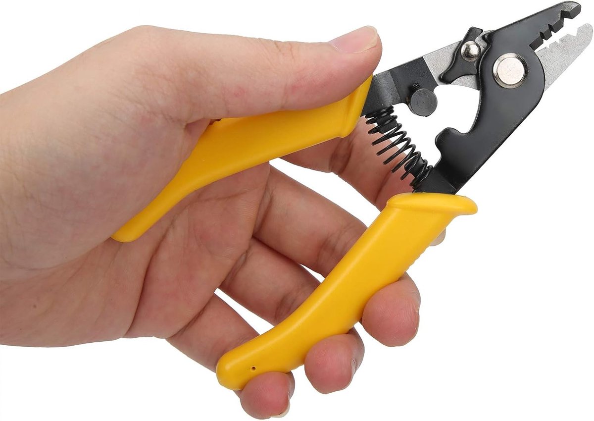 Thijox - EXID Striptang Elektricien Kabel Cutter CFS-3 Vezel Stripper - Duurzaam Koolstofstaal 3 Gat Glasvezel Tool met Rubber Handvat - Geel