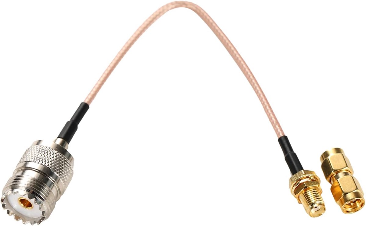 SnelShoppen - Coaxiaal UHF Female SO-239 naar SMA Female Adapterkabel 15cm met SMA Male naar Male Adapter - RG316 Laagverlies Pigtail Kabel voor Amate
