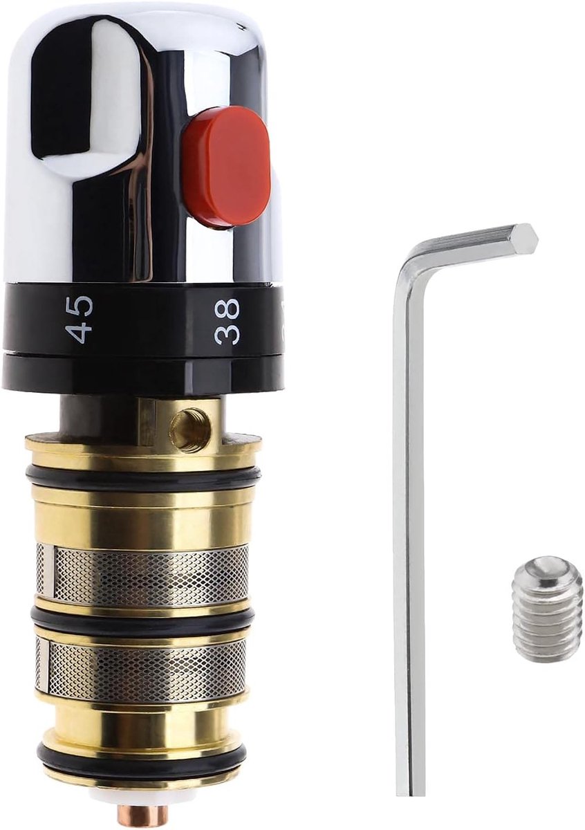 SnelShoppen - 1 x Thermostatische Reparatieset voor Badkraan, Douchekraan, Reservetoevoerkraan van Massief Messing, Verchroomd, Energiezuinig en Bacte