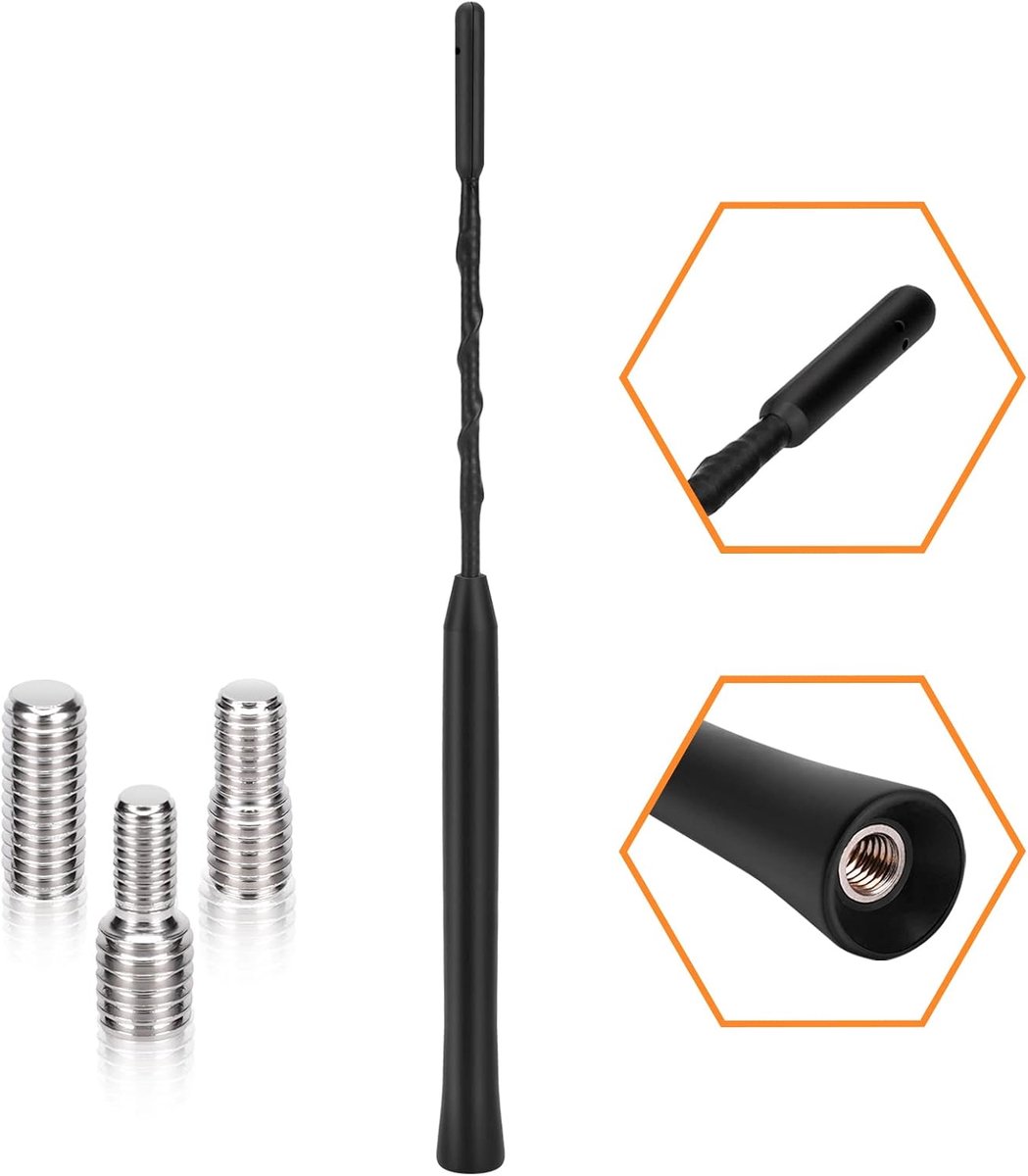 SnelShoppen - Universele Auto Vervang Antenne 23 cm met M4/M5/M6 Draad | Auto Radio Antenne, Antenne Stok, Sterke FM-/DAB Ontvangstfunctie