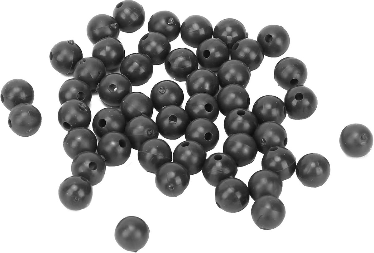 SnelShoppen - 50 Stuks 8mm Visbollen, Silica Gel Vissersballetjes Set, Kleur: Zwart, Perfect voor Nachtvissen en Diepwater Vissen