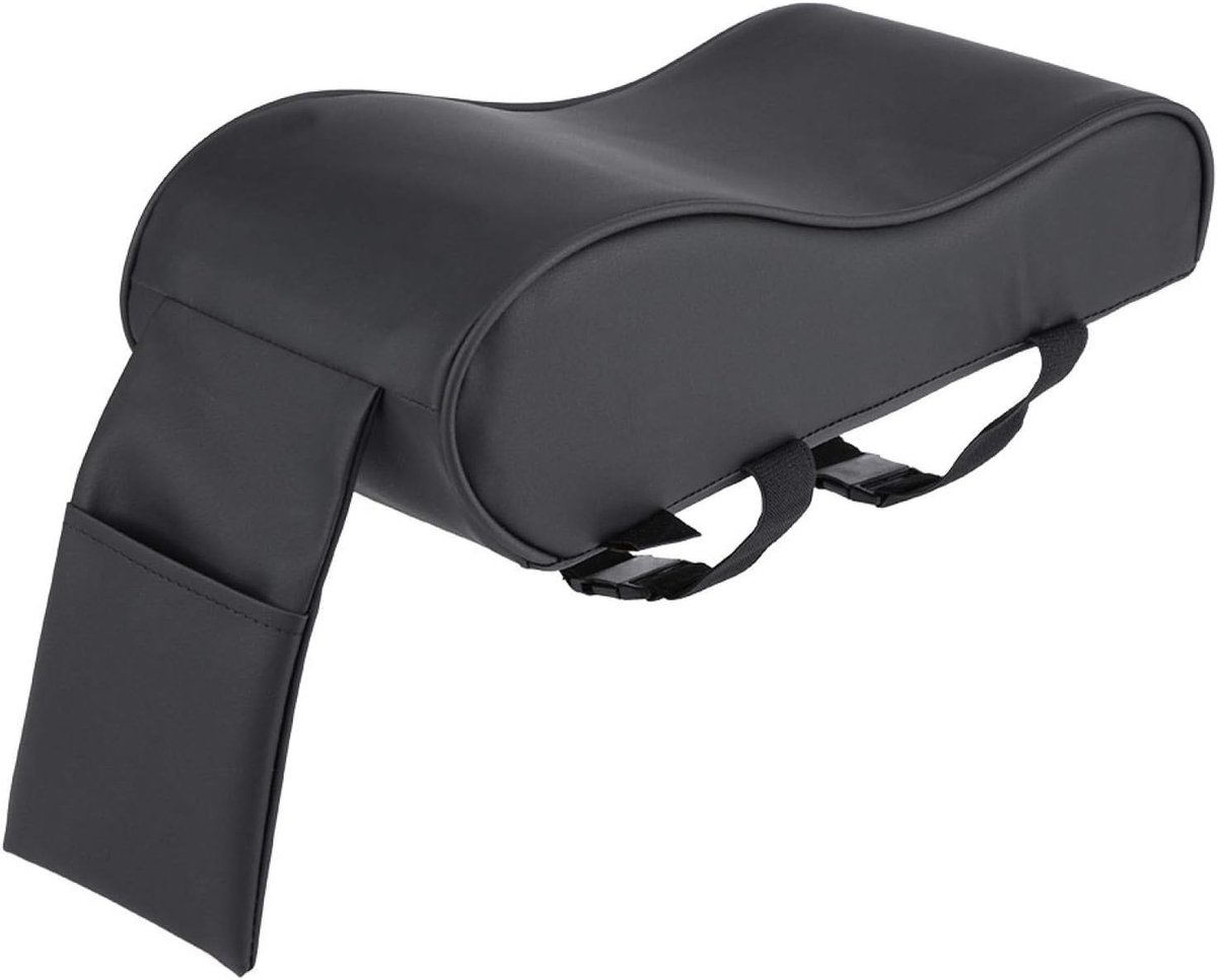 SnelShoppen - Armsteun Kussen Universeel - Leren Auto Armsteun Kussen met Geheugenfoam en Telefoon Pocket - Perfect voor SUV's en Compacte Auto's