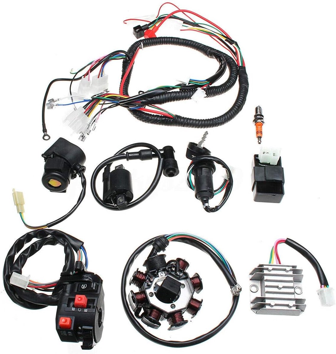 SnelShoppen - Compleet Elektrisch Bedradingsharnais CDI Stator Kit Voor ATV QUAD 150/200/250CC - Universele Montage, Hoge Kwaliteit, 3 Gaten, 29mm Dia