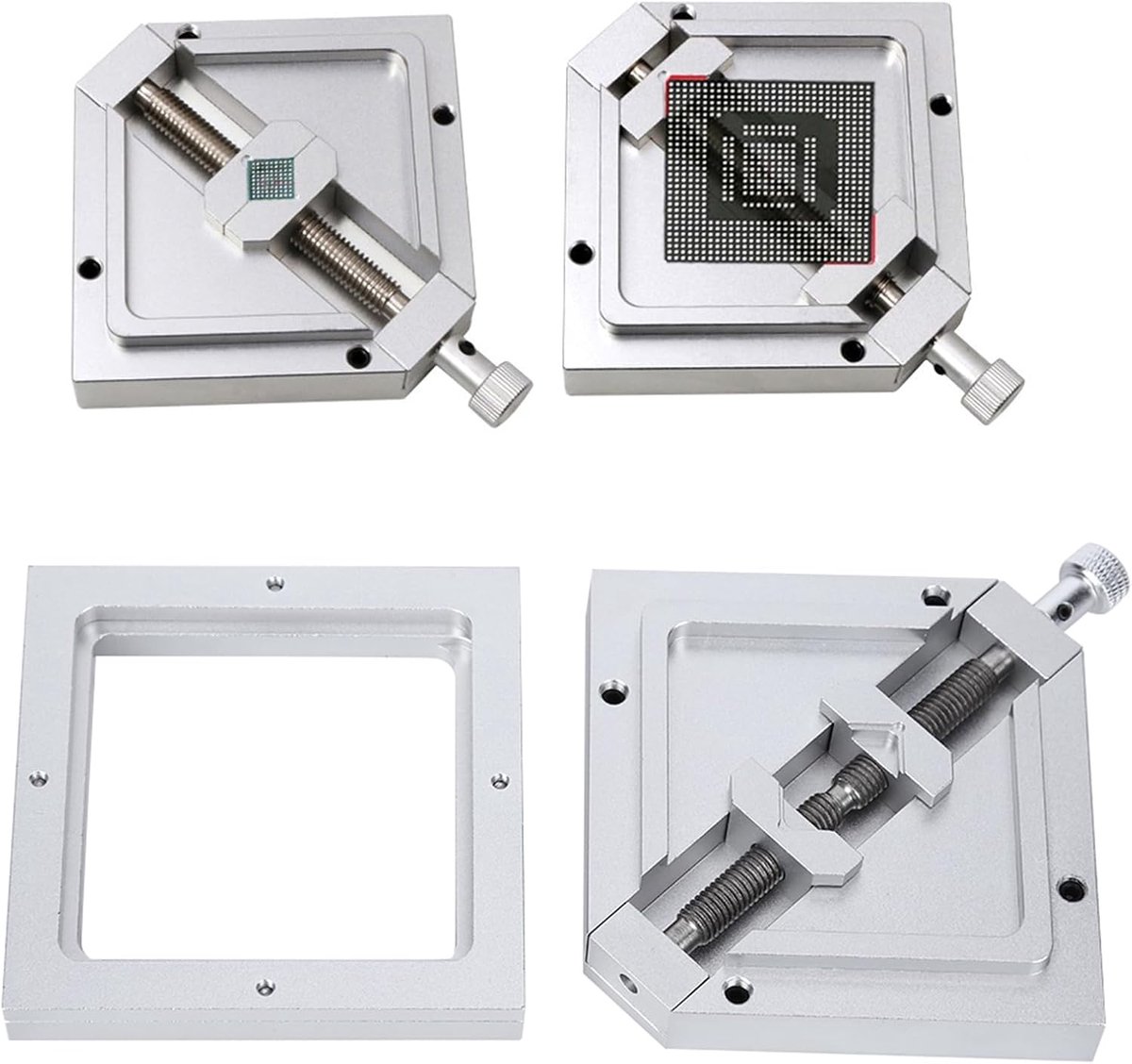 SnelShoppen - BGA Reballing Station Soldeer Rework Kit HT-90 90x90 Diagonaal Universele Stencil Aluminium Magnet voor SMD Soldeer Reparatie Tool