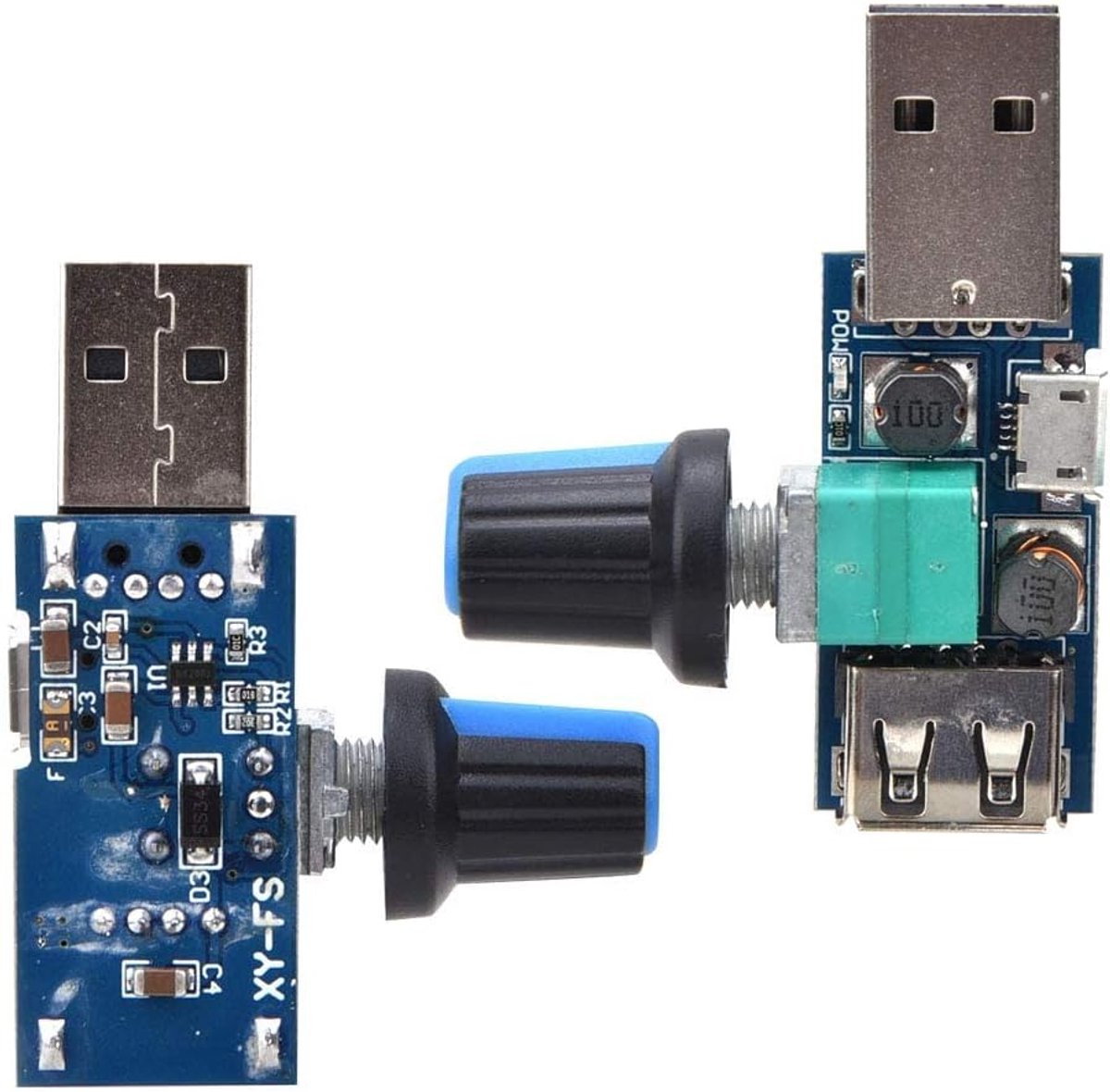 SnelShoppen - 2 Stuks 5V USB Ventilator Snelheidsregelaar met Stepless Speed Controller en Schakelaar - Geluidsloze Multigang Wind Snelheidsregelaar v
