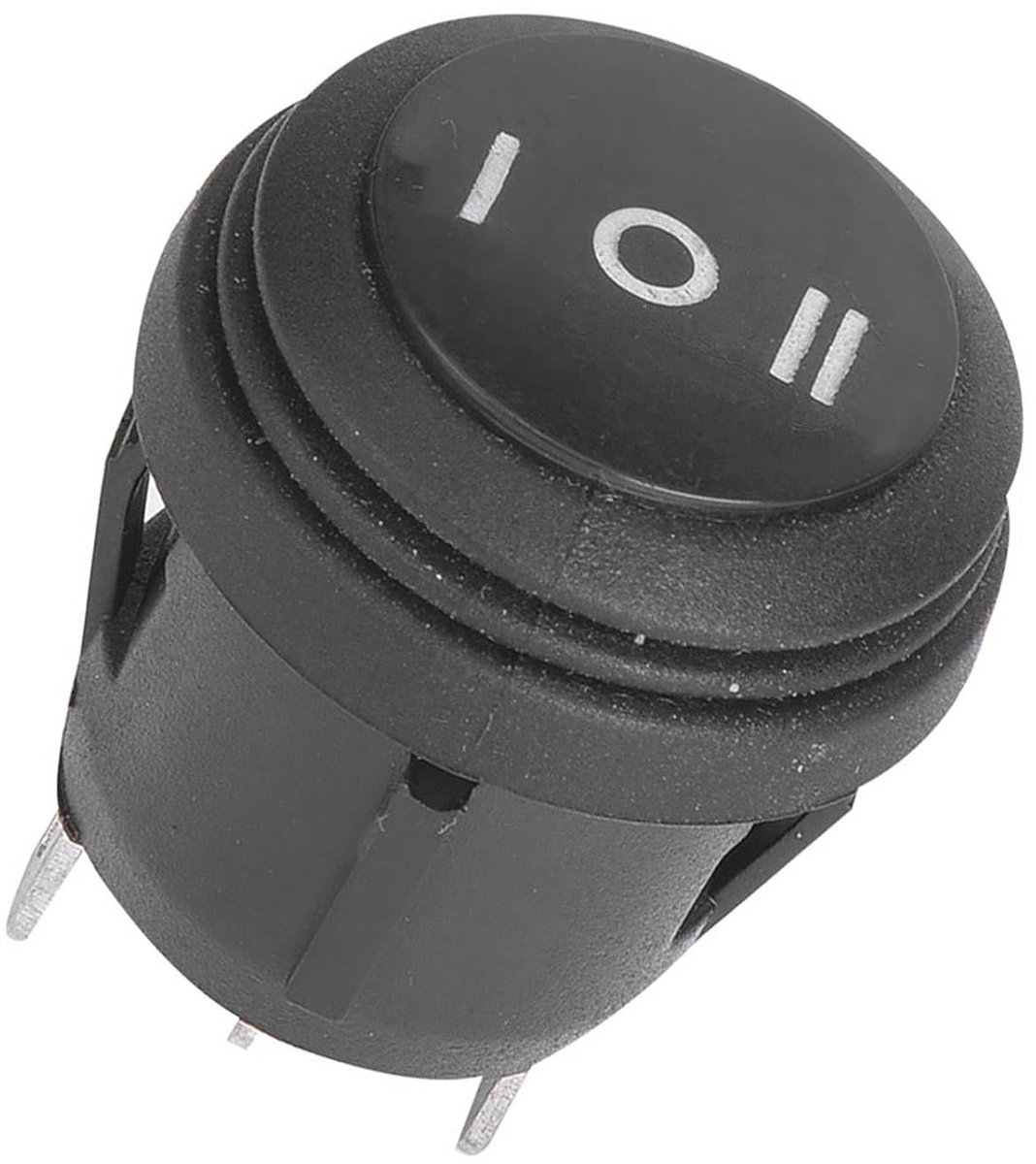 SnelShoppen - Waterdichte 3 Pool Rocker Switch, Rond, Zwart, SPST Aan/Uit, 10A/125V, 6A/250V, Mini Boot Schakelaar voor Auto en Boot, 5 Stuks