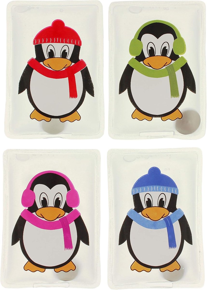 SnelShoppen - Handwarmers Warmtezakken Herbruikbaar Warmte Kussens voor Koude Dagen en Onderweg Met Schattige Pinguïns (Set van 4)