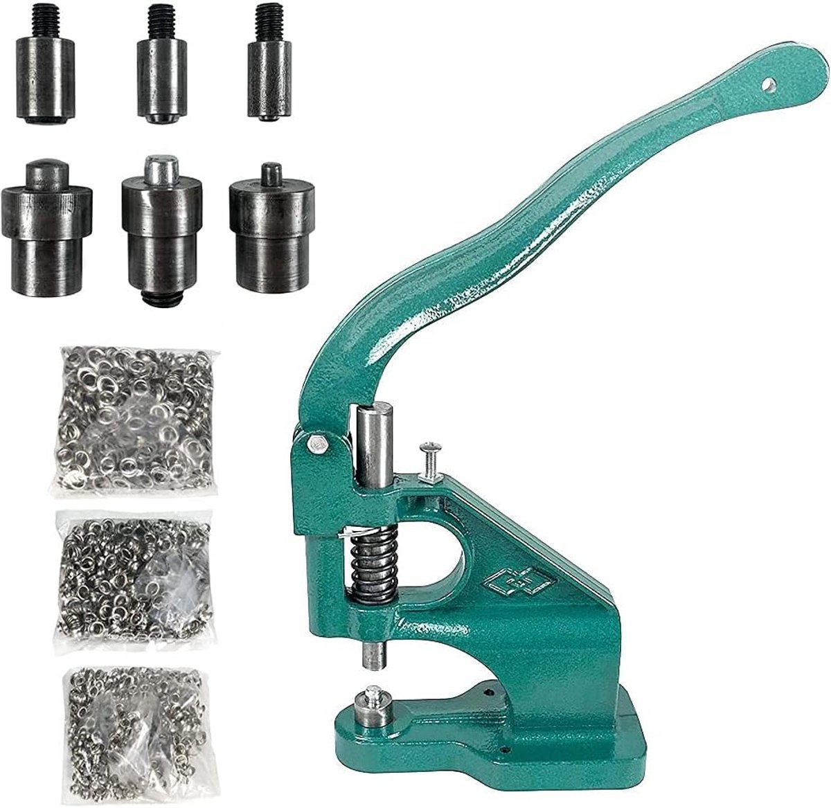 SnelShoppen - Eyelet Grommet Machine Handpers Set met 3 Stansmessen en 1500 Eyelets (6/10/12mm) voor Textiel, Leer en Rivets