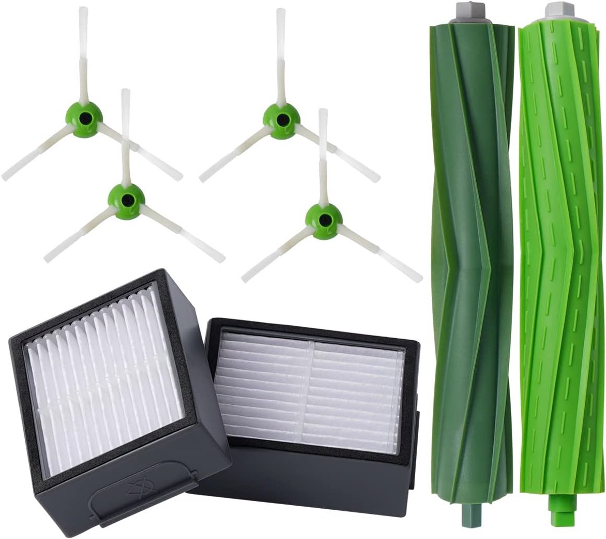SnelShoppen - Robotstofzuiger Onderdelen voor iRobot Roomba i7 i7 Plus E5 E6 E7 - 2 Rollerborstels, 2 Filters, 4 Zijkwasten - Hoogwaardige Vervangonde