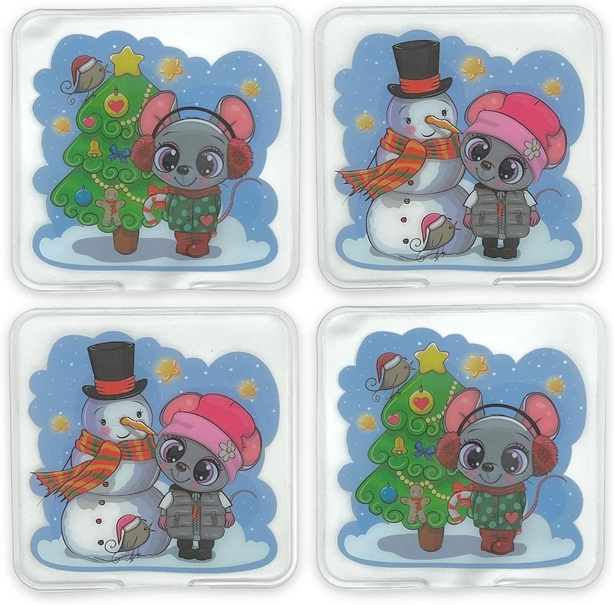 SnelShoppen - Set van 4 MIJOMA Handwarmers, Pocketwarmers, Herbruikbare Vingerwarmers, Anti-koude Handen in Winter, Kerst Muizen, Ideaal voor Feest en
