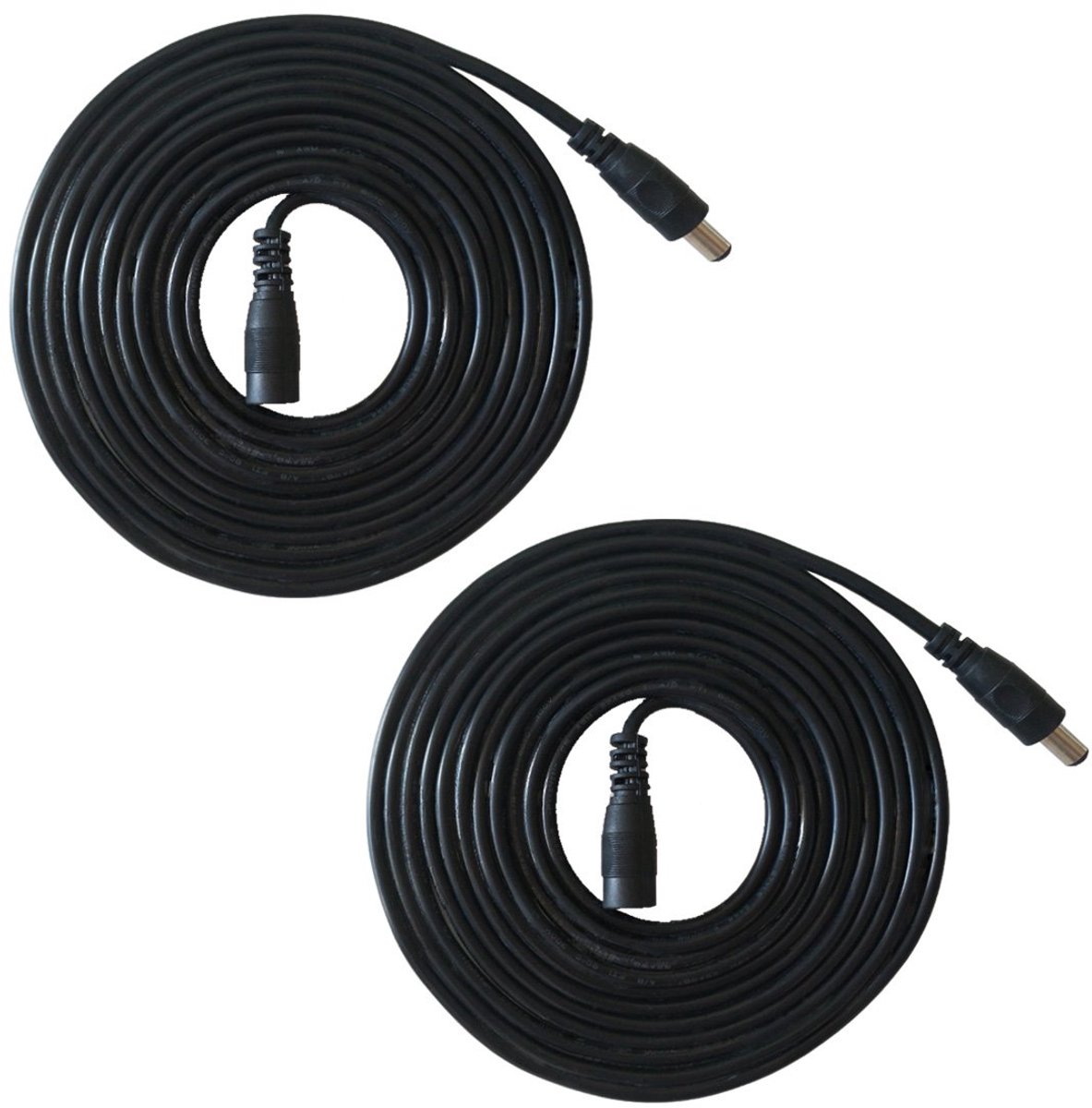 SnelShoppen - DC Verlengkabel 5.5mm x 2.1mm DC Connector Kabel - 2 Stuks 10m/32.8ft Zwart - Voor Voeding CCTV Camera's, LED Strips, Routers, Tot 36V,