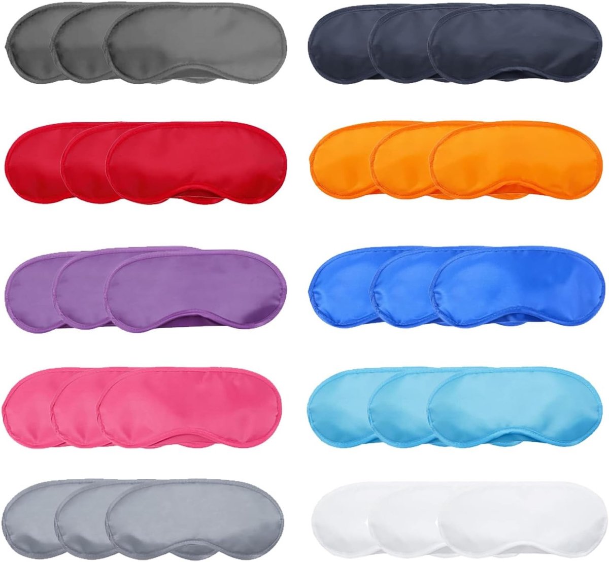 Multicolour Oogmaskers Set van 30 Stuks - Lichtdichte Slaapmaskers met Neuskussen en Elastische Bandjes voor Comfort tijdens Reizen, Vliegtuigen en Feesten