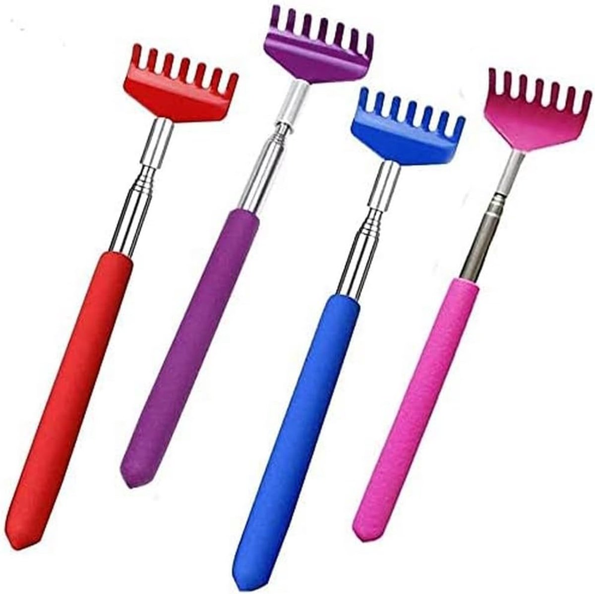 4-Piece Back Scratcher, Stainless Steel, Telescopic Back Scratcher, Portable Back Scraper, Extendable Back Scraper for - ShopVlot