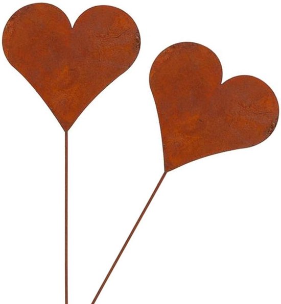 Set van 2 Tuinstaken met Roestige Bloemdecoratie voor de Tuin - Patina Tuinaccessoires en Decoratieve Bloemstuds