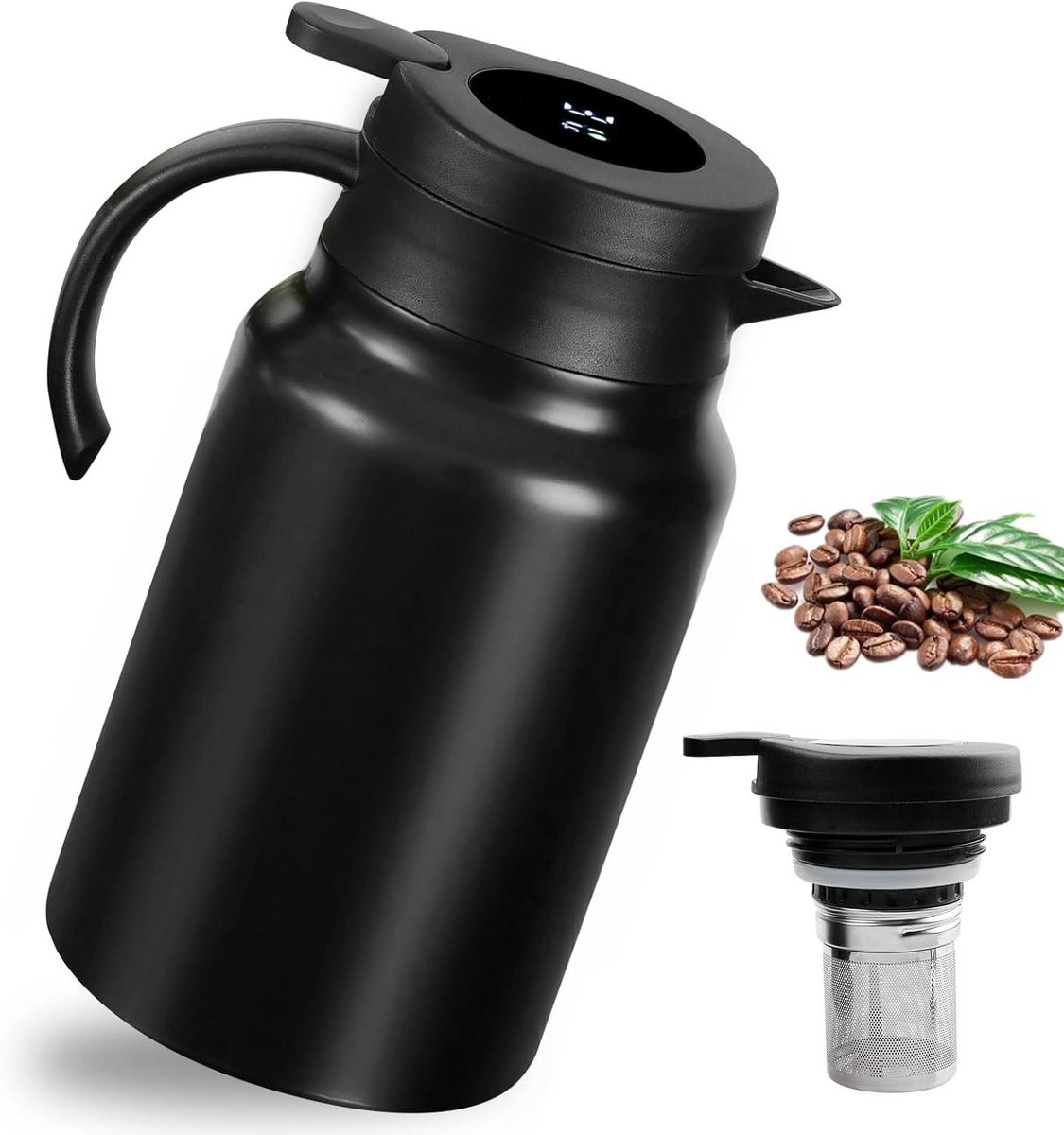 Thermoskan met zeef - Warmhoudkan drank - Dranken warm houden - Temperatuur display - 15 liter - Roestvrij staal