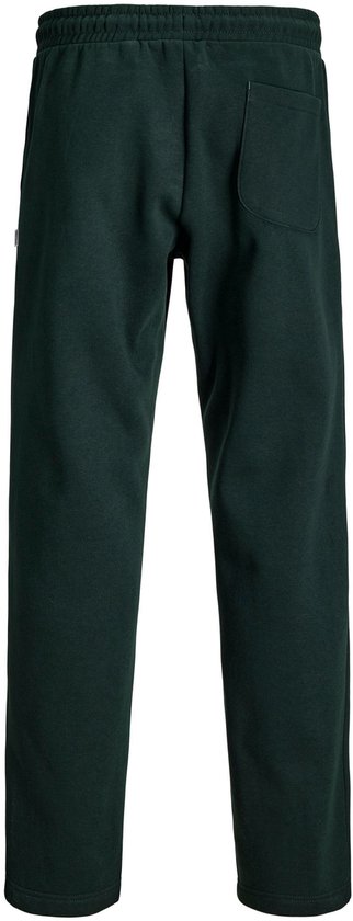 Achterkant van een donkergroene joggingbroek met een zak.