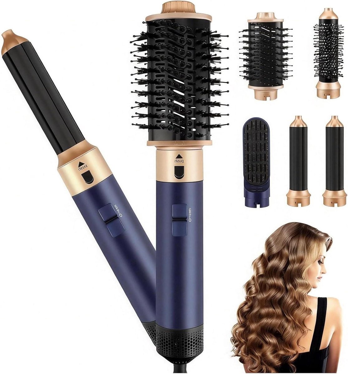 Haarstyling Set - Luchtstyler Krulborstel - Haar Modelleren - 5-in-1 Functionaliteit - 35 x 8 x 30 cm - Zwart
