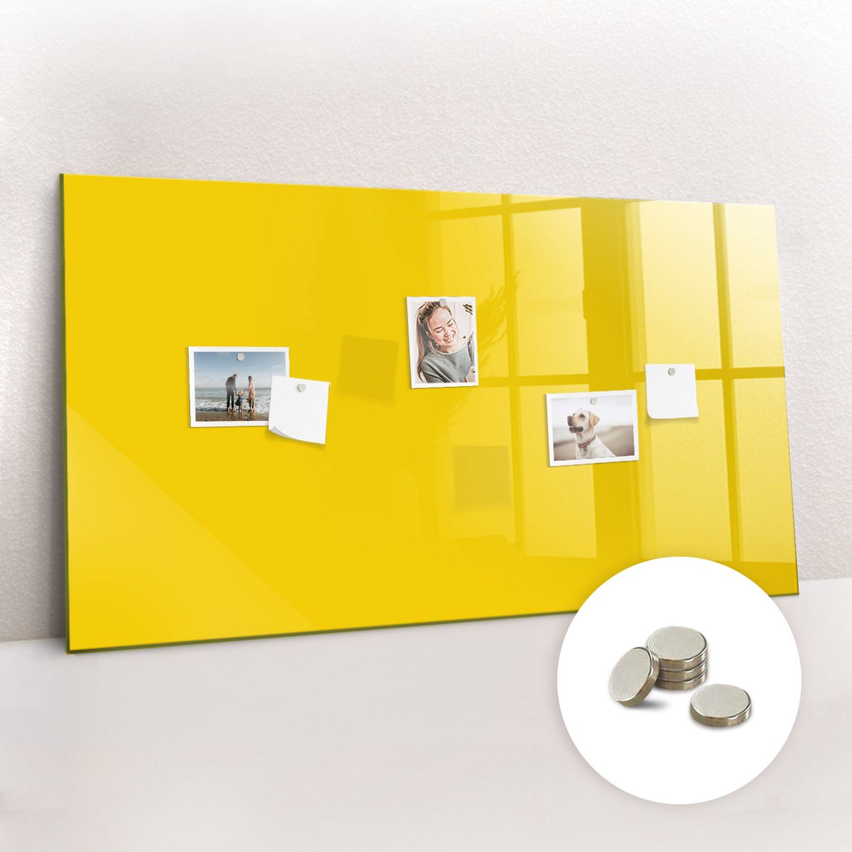 Tulup Glassboard - Lichtgele kleur Magneetbord - 120 cm x 60 cm - Magnetisch Bord - Industrieel Wandbord - Magneetbord Foto Geel - Inclusief Gratis Magneten - Memo Bord - Magneetbord Design