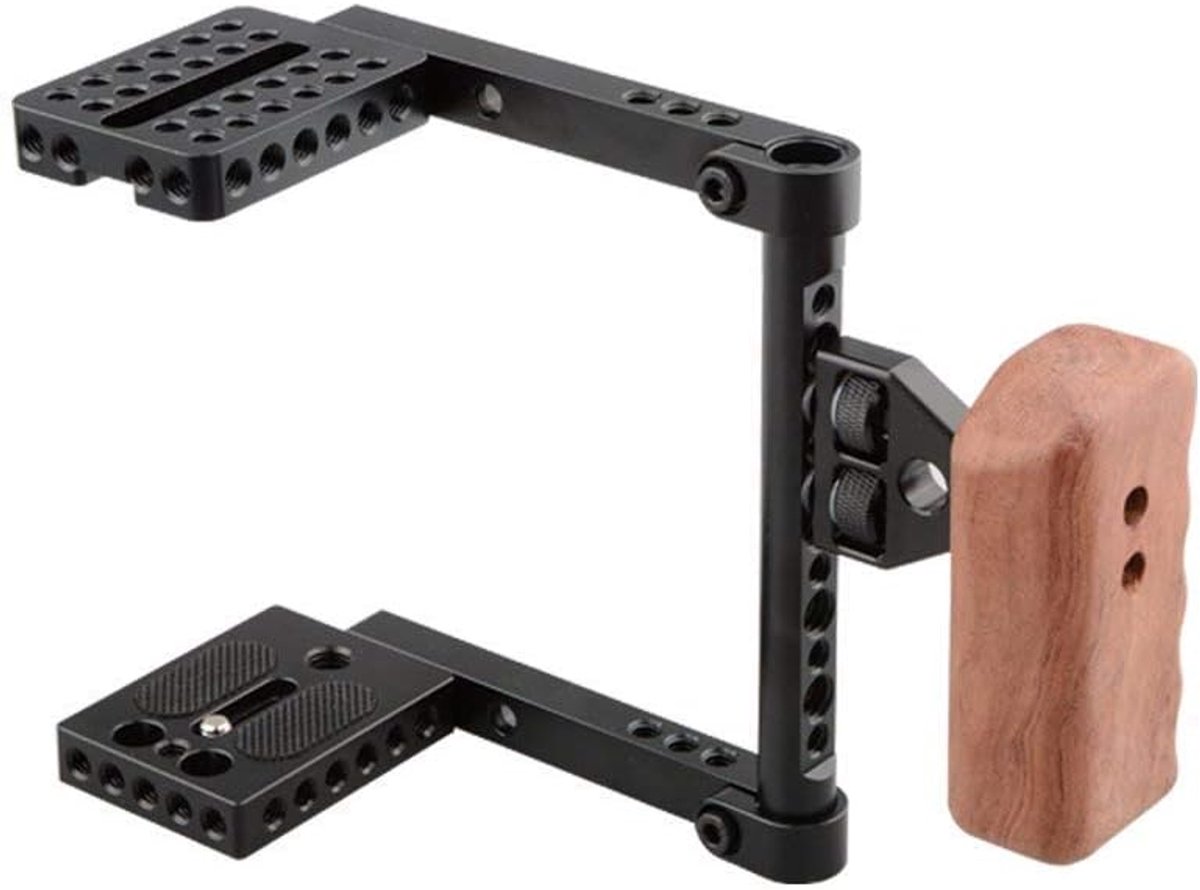 CAMVATE DSLR Video Camera Cage Stabilizer Rig with Wooden Handle for 70D 600d 750d 80d GH5 (Right Hand) - ShopVlot