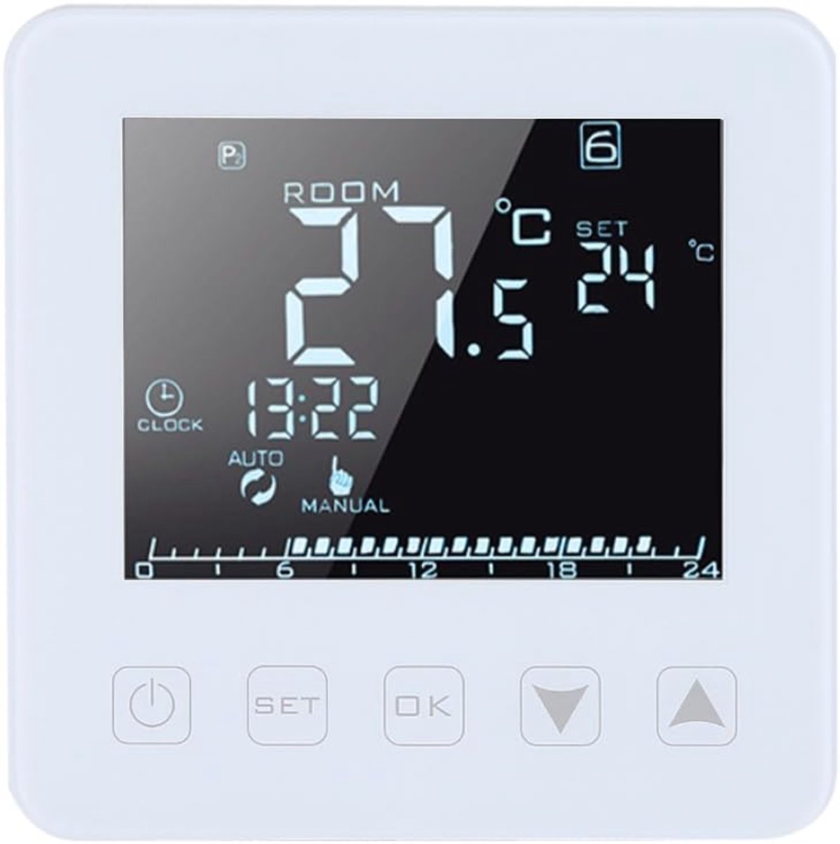 SnelShoppen - Digitale Programmeerbare Thermostaat LCD Scherm Elektrische Verwarming Thermostaat Kamer Temperatuur Controller 16A met Raamdetectie