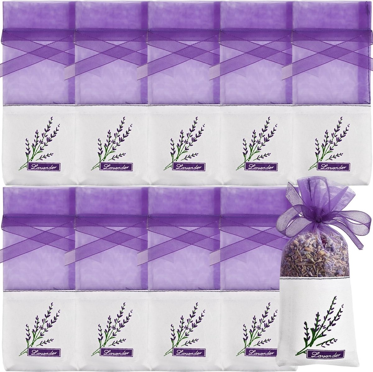 Lavendelzakjes - Paars - 16,5 x 7 cm - Lege Mousselinezakjes voor Geurige Bloemen - Voor Kasten en Lades