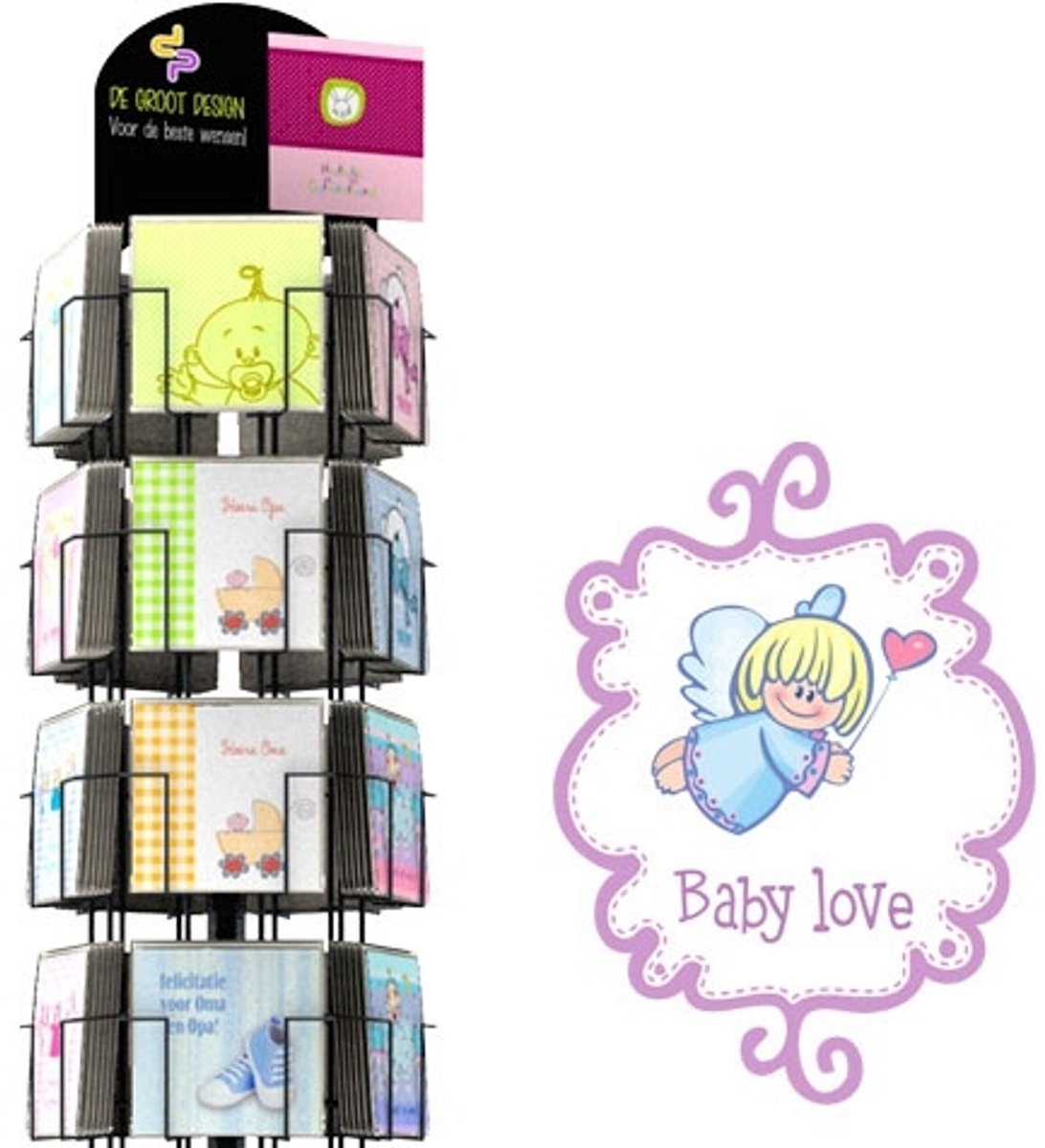Baby Love 15x15cm - complete serie 40x6 stuks, inclusief display in bruikleen, topkaart en backcards