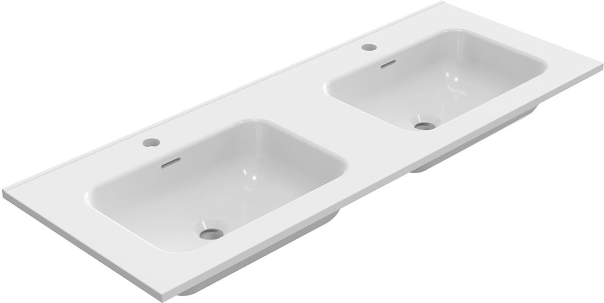 Wiesbaden Bajo Dubbele Wastafel 120 x 46 x 1,8 cm - Keramiek Glans Wit