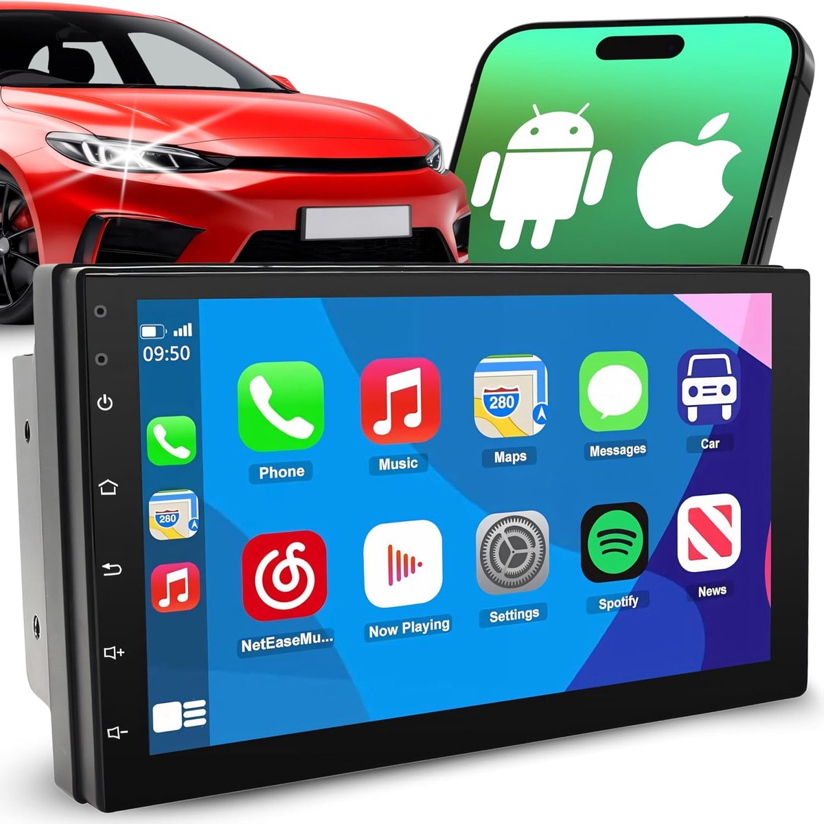 SnelShoppen - Retoo Auto Radio 2DIN met Touchscreen, Draadloze Apple CarPlay & Android Auto, Bluetooth, GPS Navigatie, Achteruitrijcamera, MirrorLink,