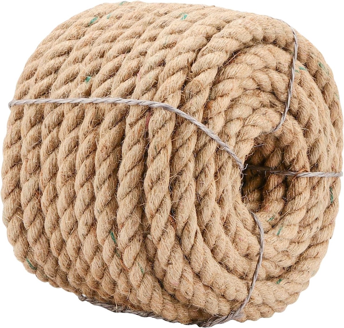 SnelShoppen - Natuurlijke Jute Touw 20m x 12mm, 4-strengs Twisted Hennep Touw voor DIY Creaties, Verpakking, Tuin en Decoratie
