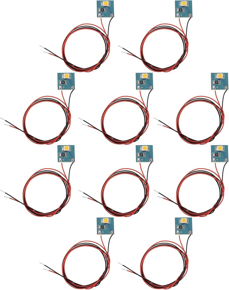 SnelShoppen - 10 Stuks 12V LED Lichtbord Modelspoorbouw Interieurverlichting Warm Wit LED Met Draad - Geschikt Voor Hornby OO HO Model
