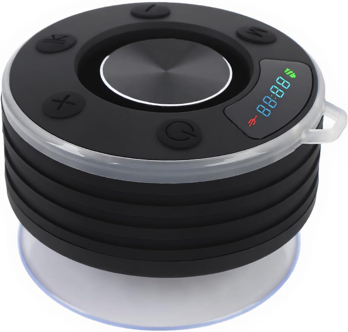 SnelShoppen - Waterdichte Bluetooth Douchespeaker met Stereo Bas, IPX7 Regenbestendig, Draadloze Suction Head RGB Showerspeaker met Tijdweergave voor