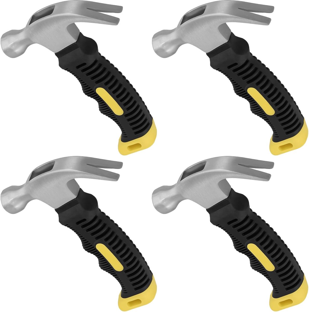 SnelShoppen - 4 Stuks 8oz Mini Klauwhamer, Kleine Stubby Hamer voor Reparatie, Meubelmontage, Ergonomische Handgreep, Hoogwaardige Staal, Schokabsorbe