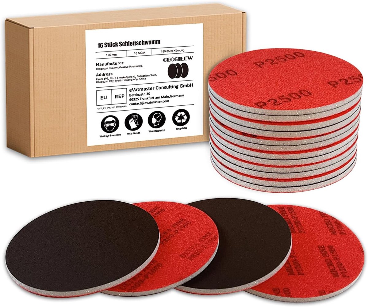 SnelShoppen - Schuurblok Set 16 Stuks 320 125 mm Zacht Schuim Schuurpapier Voor Modelbouw, Droge Constructie, Metaal, Hout en Meubel Polijsten