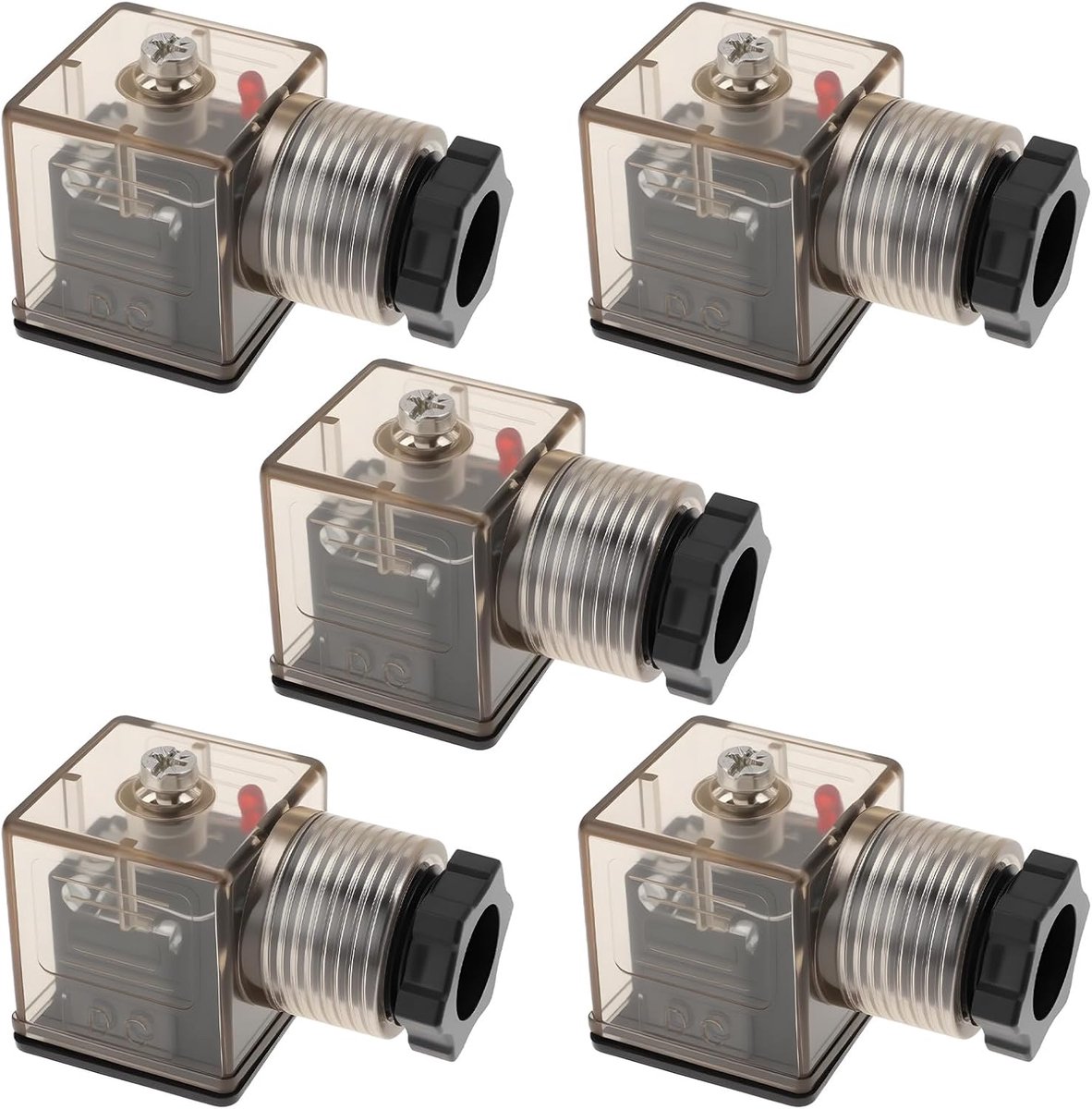 SnelShoppen - 5PCS 24VDC DIN 43650A Type PG11 Magneetspoel Connector Socket met LED Indicatie 2 Polige Aarde - Duurzaam en Veilig voor Elektrische Ver