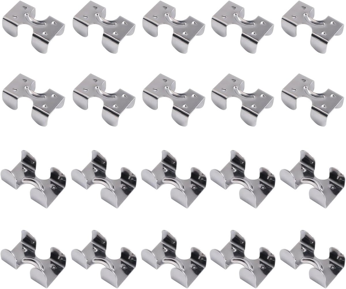 SnelShoppen - 20 Stuks Rvs Dubbele Touwlus Klemmen, Roestvrij Stalen Gevlochten Touw Clips voor Hondenlijnen, Sleutelhangers, Paardentouwen, Zadelriem