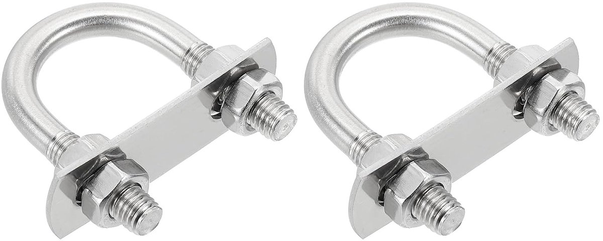 SnelShoppen - U-klemmen M8, 2 sets, RVS 304, 22 mm binnenbreedte, 50 mm lengte, met moeren en platen voor ski- en visschepen