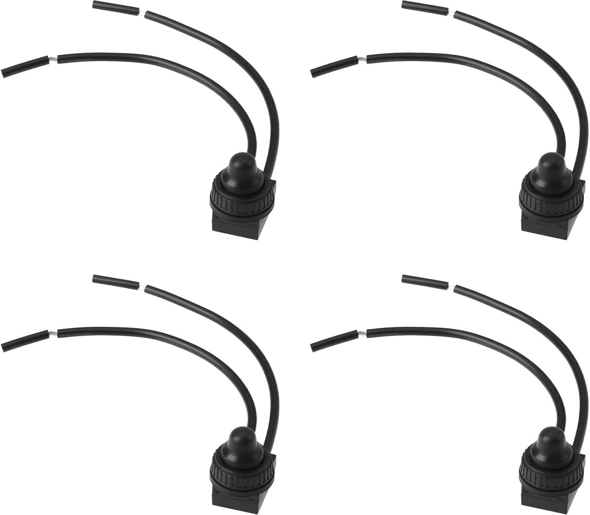 SnelShoppen - 4 Stuks Drukknop Waterdichte Schakelaar KP107 KP-107 12V 12cm voor Auto Truck Zwart - Voor Verlichting, Hoornaars en Accessoires