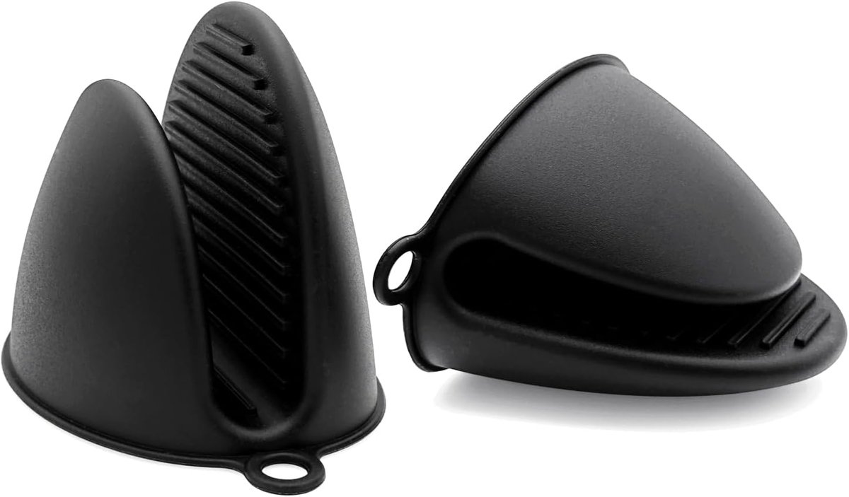 SnelShoppen - Silicone Oven Handschoenen voor Airfryer en Magnetron - Hittebestendige Vinger Grippers - Zwart - Half-Mittens voor Keuken en Bakken - 1