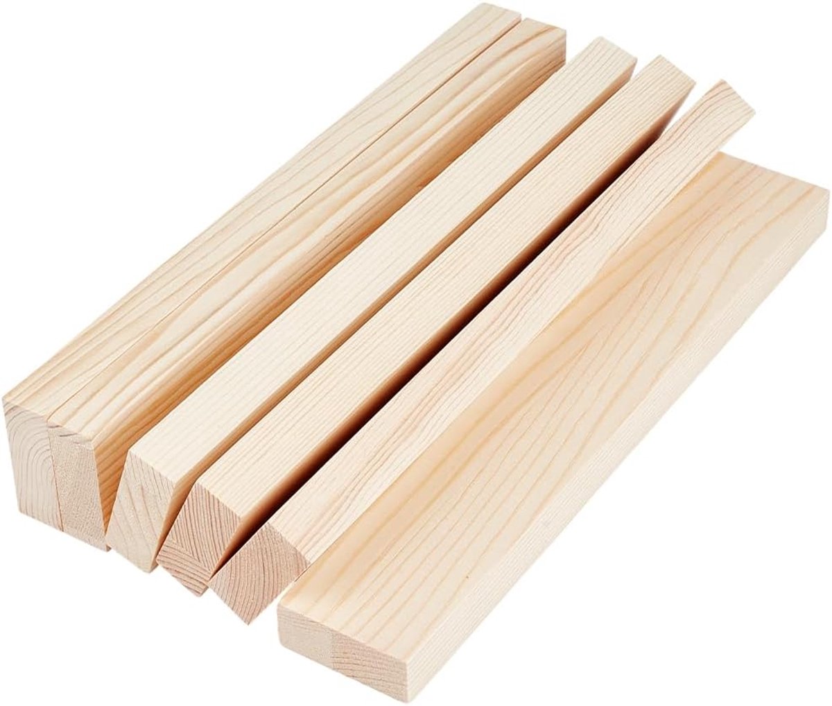 SnelShoppen - 6 Stuks Houten Planken Rectangular 300 x 50.5 x 19 mm Onbehandeld voor Knutselen, Graveren, Schilderen en DIY Projecten