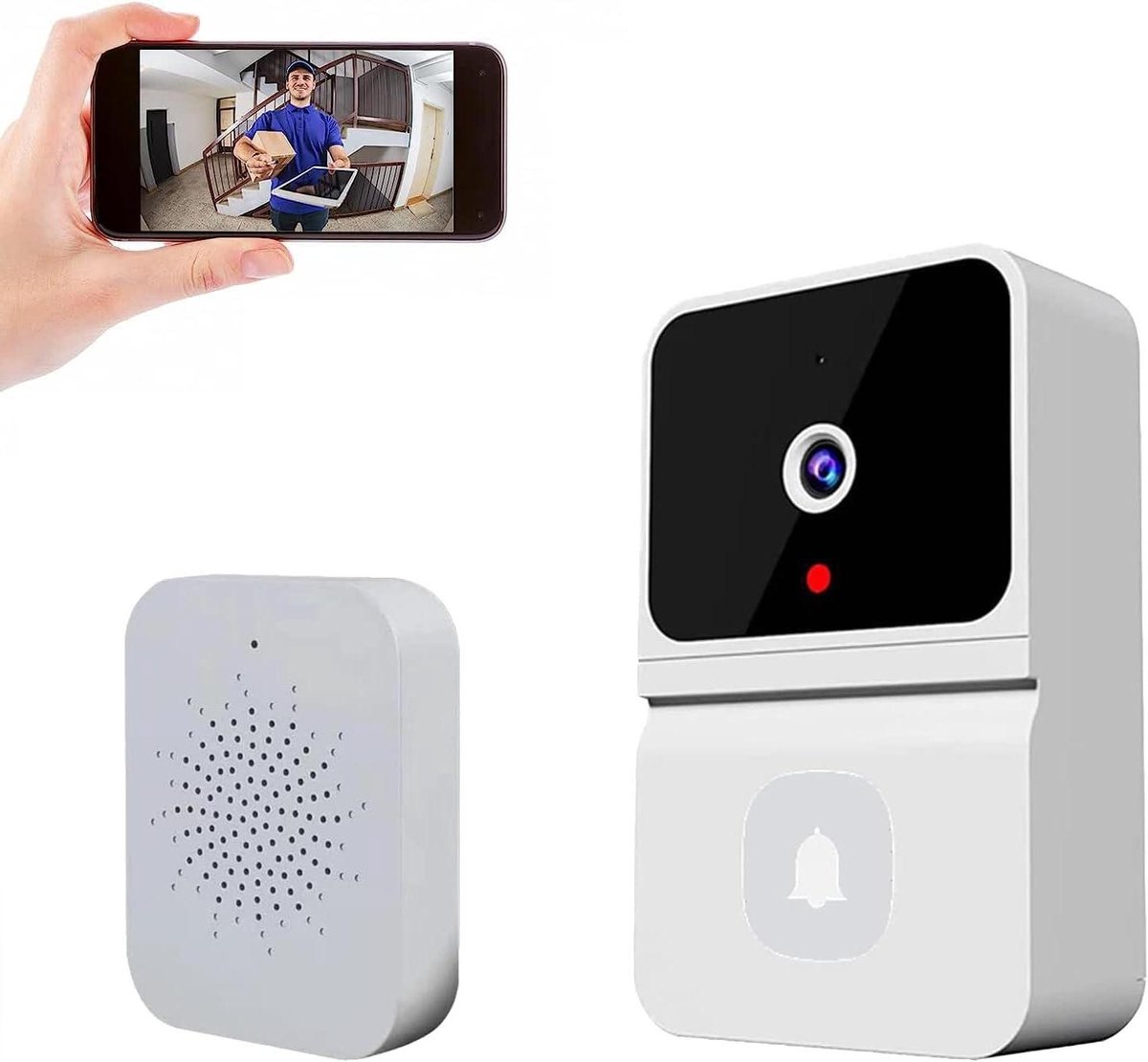 Draadloze Deurbel Camera - Videofoon Beveiliging - Bezoekers Herkennen - Tweeweg Audio - 10 x 8 x 4 cm - Zwart
