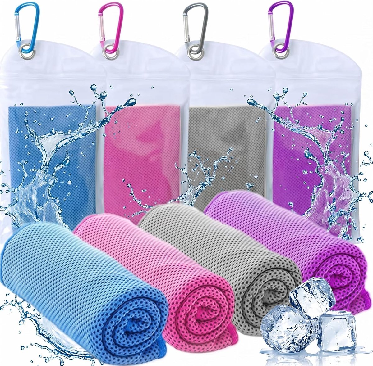 Koelhanddoek 4 Stuks - 90 x 30 cm - Ademende Microvezel Ice Towel voor Directe Verkoeling - Sport Handdoek voor Fitness, Yoga en Hitte