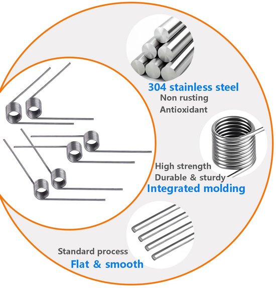 10 Stuks Kleine Torsiespringen van RVS, Draaddiameter 0.7mm, Buiten Diameter 5mm, 9 Spoelen, 120 Graden Hoek, Voor Precisietoepassingen en Mechanische Projecten — afbeelding 3