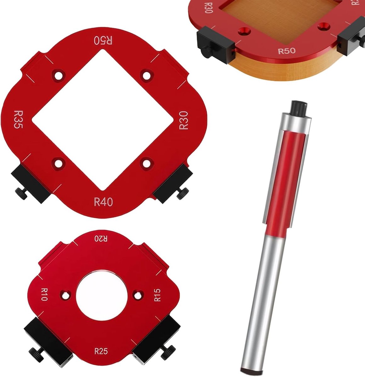 Set van 2 Radius Freesmallen - Set van 2 Radius Freesmallen - 4-in-1 Hoekradiusmal - 8 Modellen R10 R15 R20 R25 R30 R35 R40 R50 (Met Trimmer)