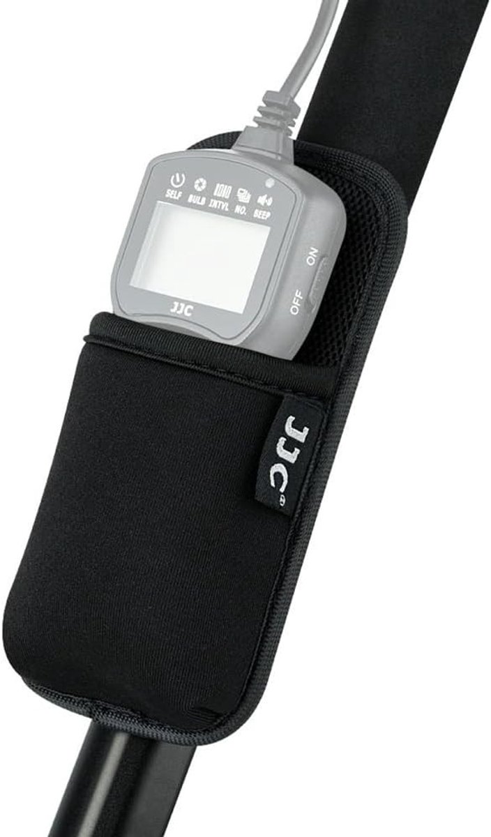 Multifunctionele neopreen pouch voor sluiterafstandsbediening met bevestigingsband voor statieven, lichtstands en fotografieladders, ideaal voor kleine gadgets
