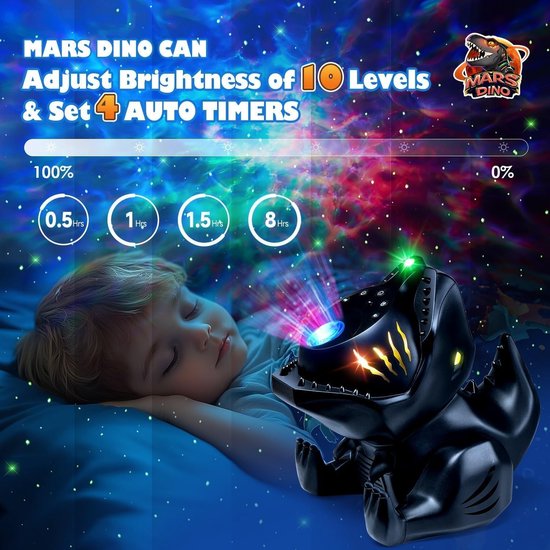 Dinosaurus Sterrenhemel Projector met 144 Modi, Muziek & Bluetooth - Nachtlampje & Galaxy Projector voor Kinderen van Merkloos — afbeelding 3