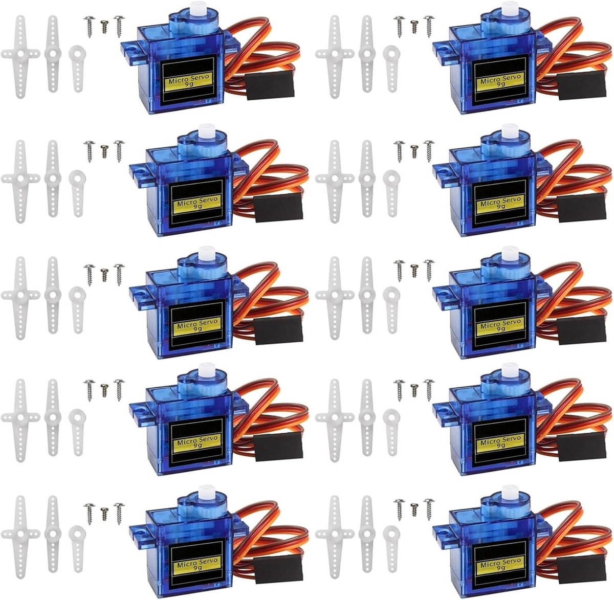 10 stuks 9G Mini Micro Servo Motoren voor Handmatige en RC Robotarmen, Helicopters, Vliegtuigen en Auto's met Kabel, Ideaal voor Arduino en Modelbouw